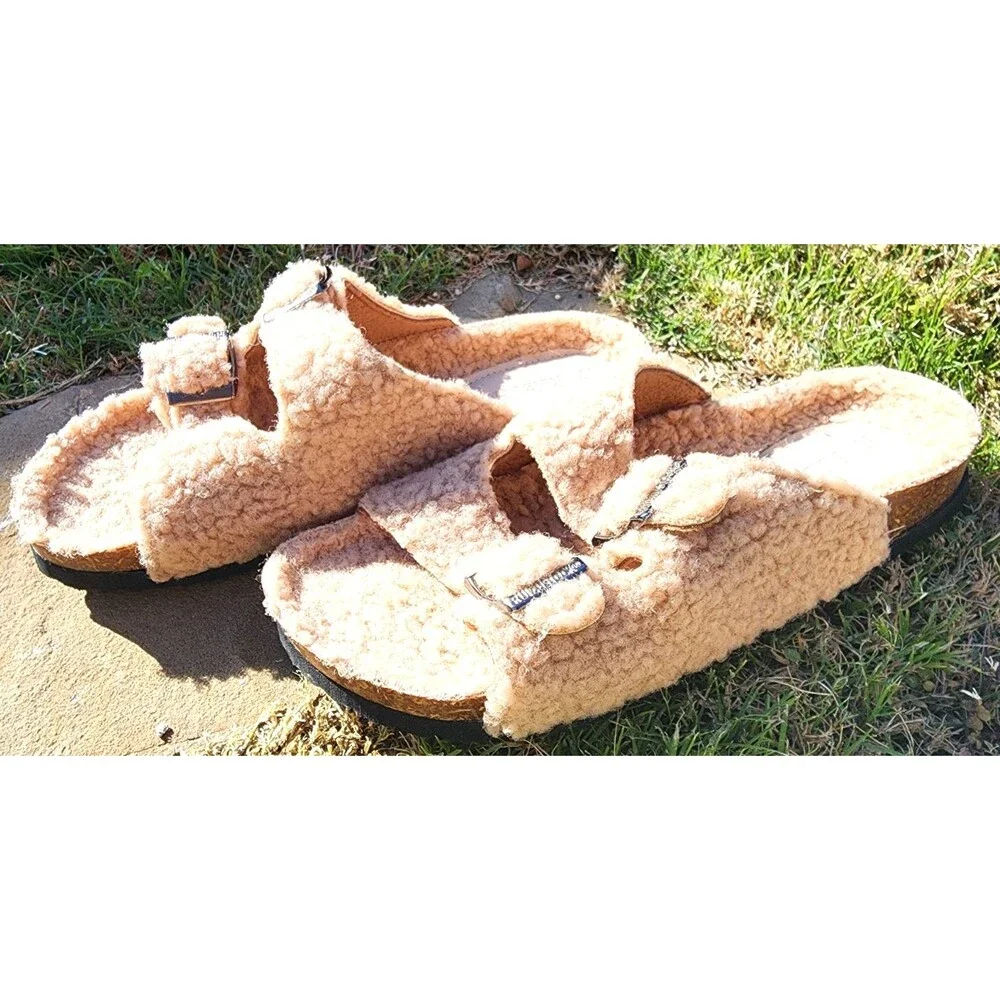 Girls Plush Faux Fur House Slippers Ruizu Size 9.5 Warm Winter Home Sandals